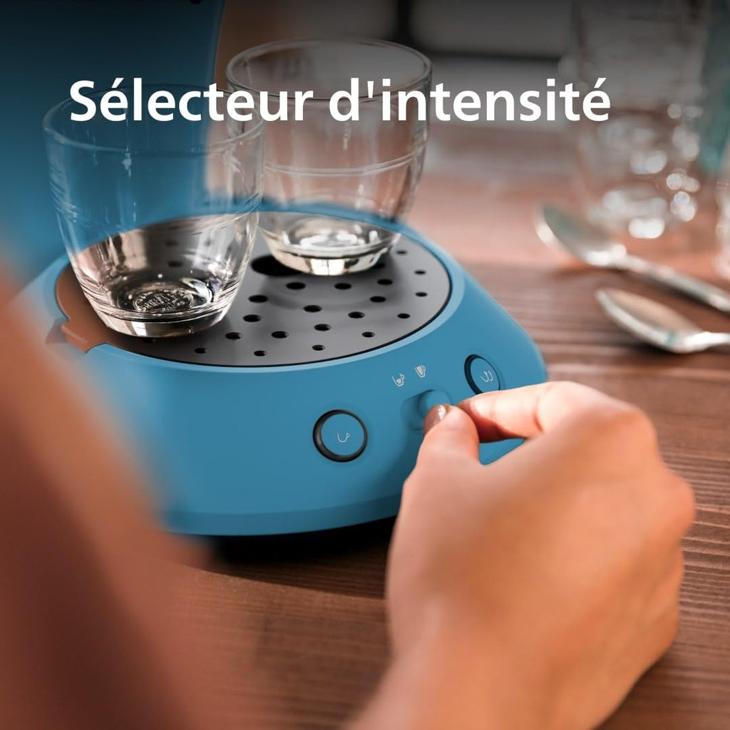 Cafetière Senseo à dosettes bleu paon CSA210/00 – sélecteur d'intensité