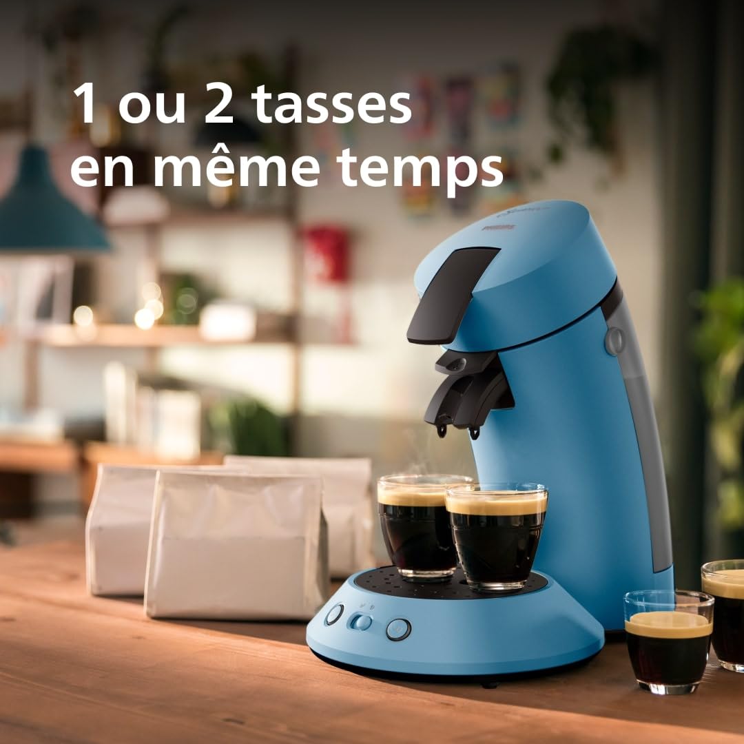 Cafetière Senseo à dosettes bleu paon CSA210/00 – sélecteur d'intensité
