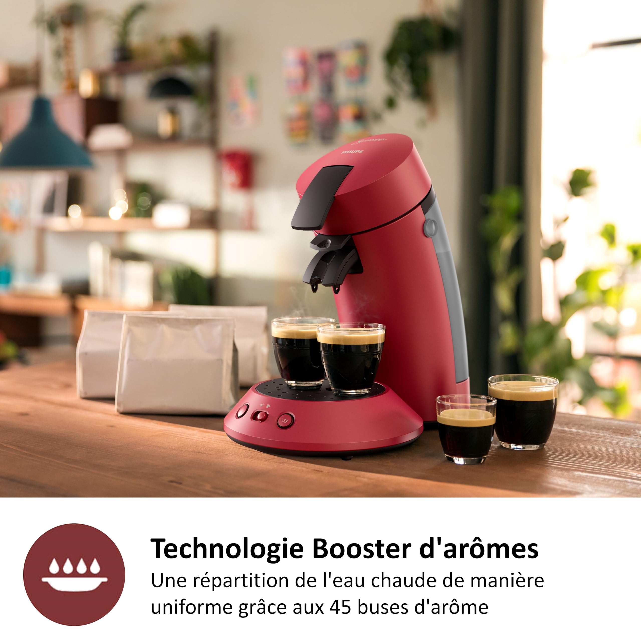 Cafetière à dosettes Senseo rouge (CSA210/91) – crème fine et intense