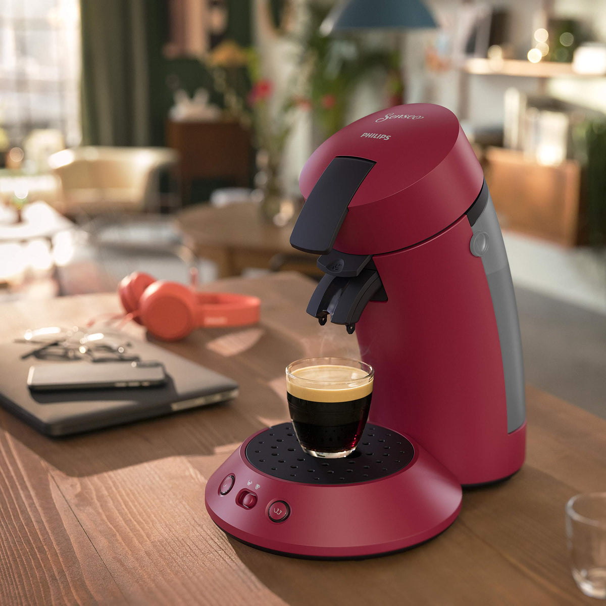 Cafetière à dosettes Senseo rouge (CSA210/91) – crème fine et intense